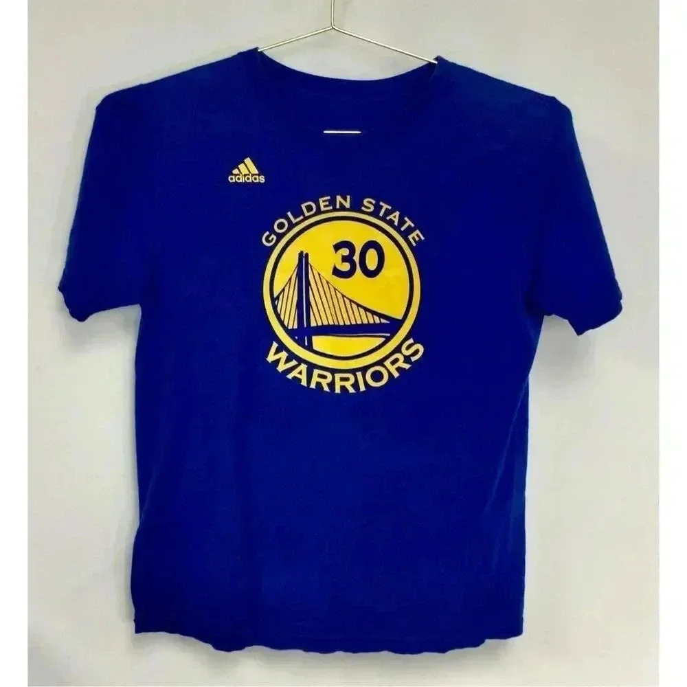 Adidas Kids Blue Steph Stephen Curry 30 Logo Golden‎ State Warriors Shirt Large